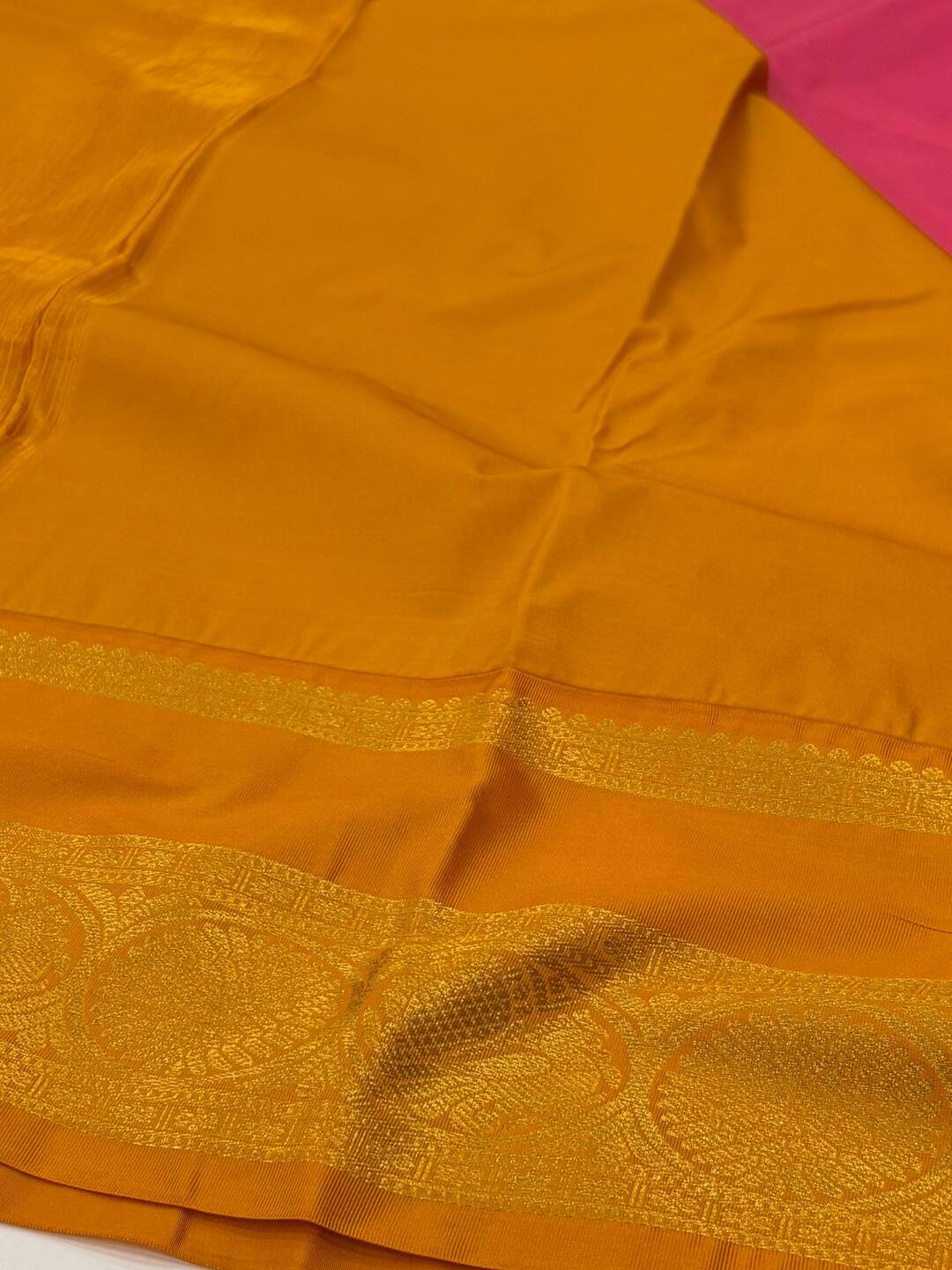 Dark Baby Pink Semi Kanchi Silk Saree