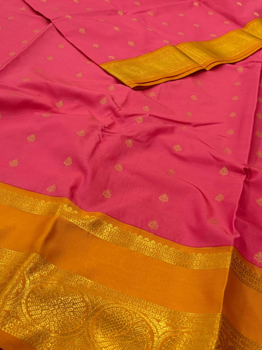 Dark Baby Pink Semi Kanchi Silk Saree