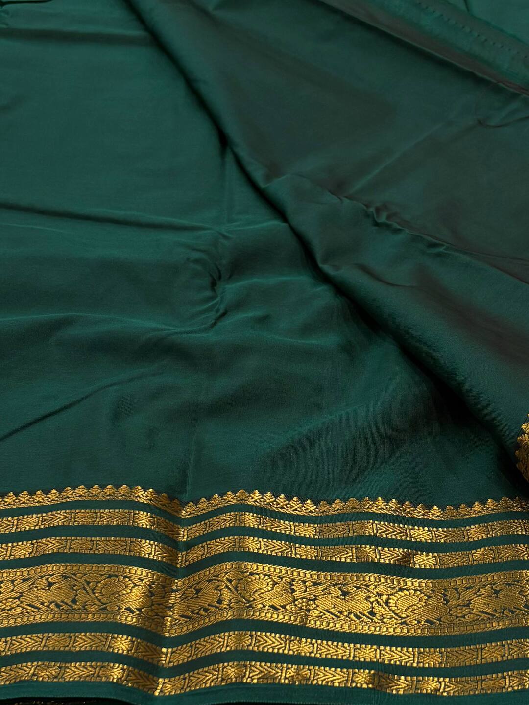Teal Green Semi Kanchi Silk Saree