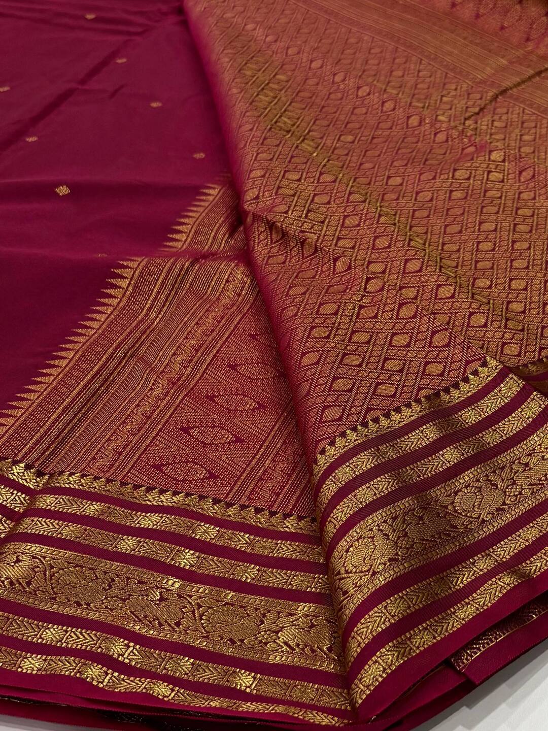 Magenta Deep Purple Semi Kanchi Silk Saree