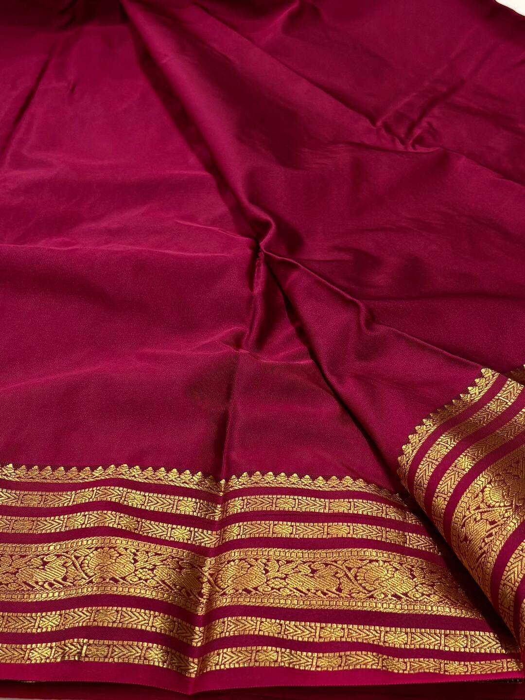 Magenta Deep Purple Semi Kanchi Silk Saree