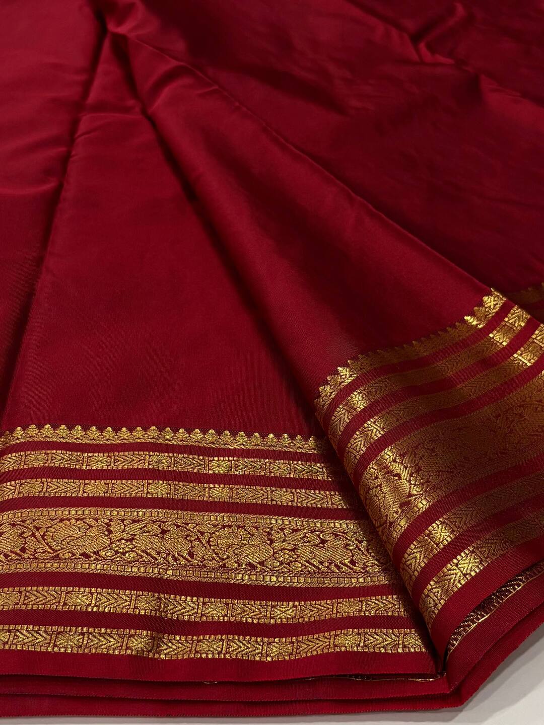 Cherry Red Semi Kanchi Silk Saree
