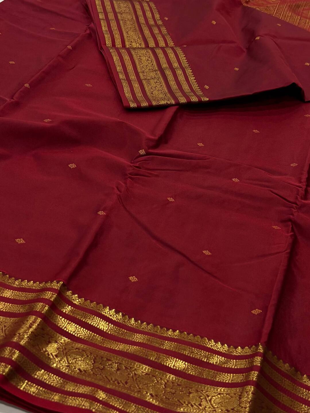 Cherry Red Semi Kanchi Silk Saree