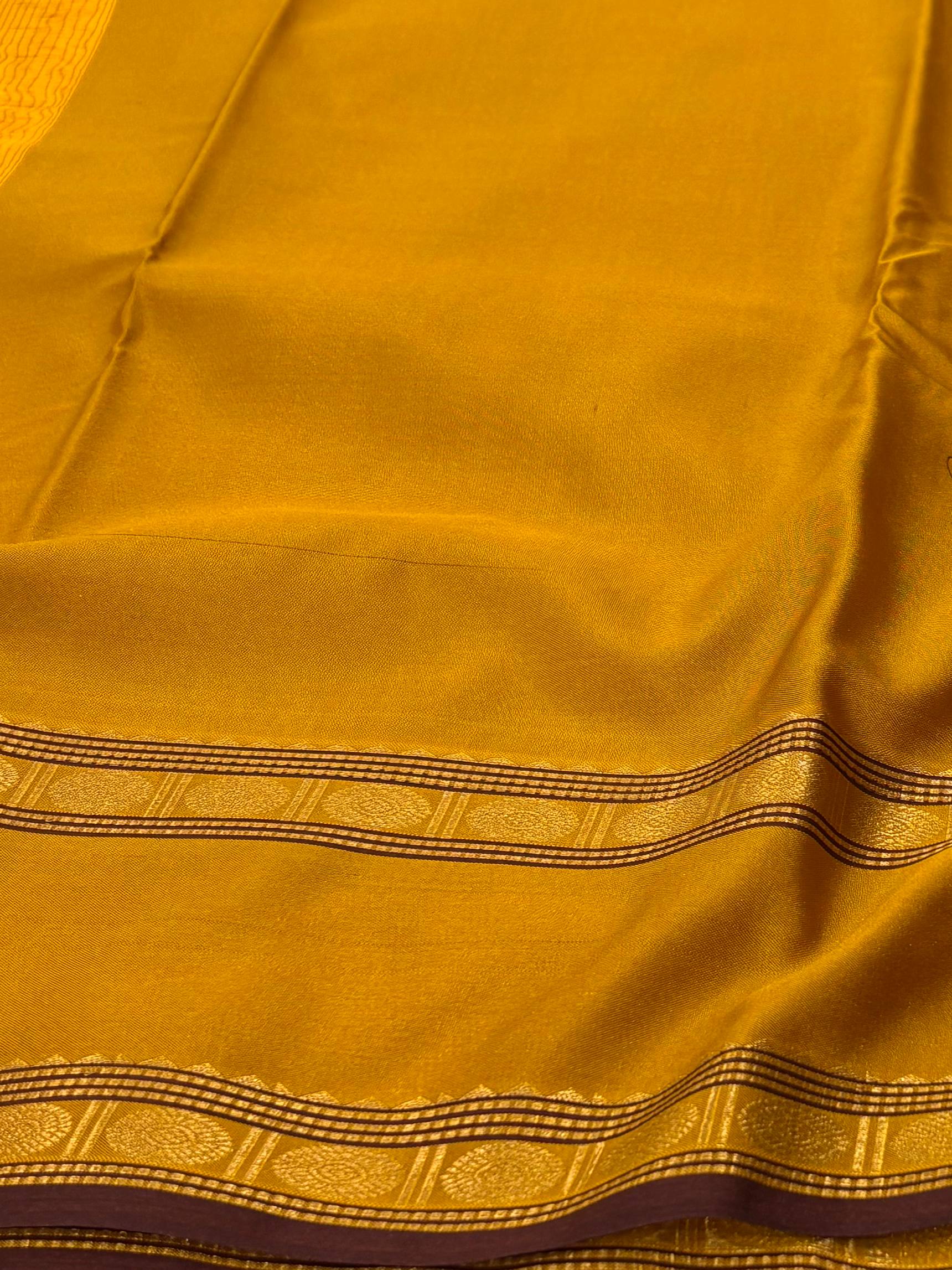 Dark Brown Semi Kanchi Silk Saree