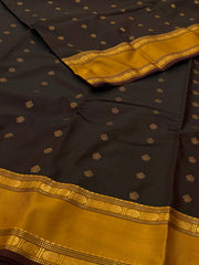 Dark Brown Semi Kanchi Silk Saree