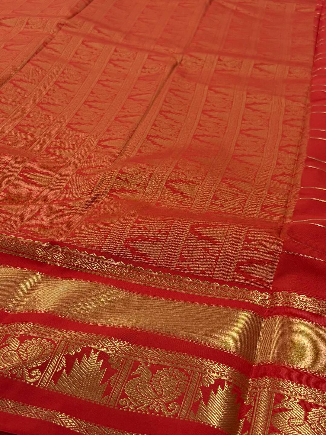 Champagne Checked Semi Kanchi Silk Saree