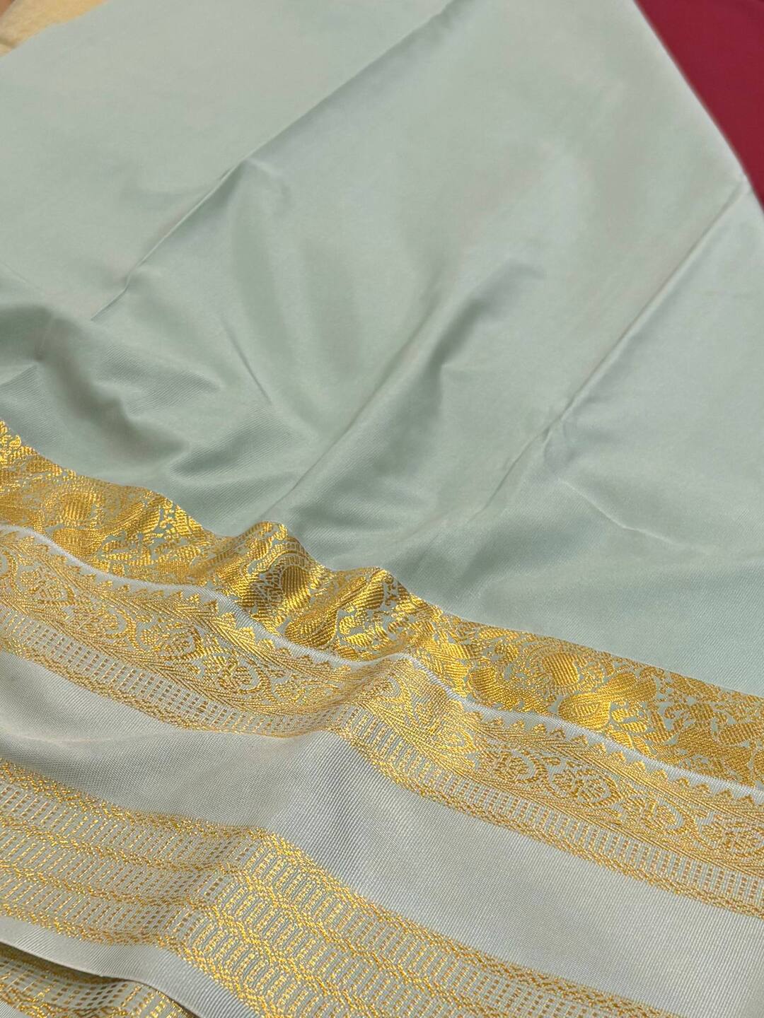 Maroon Checked Semi Kanchi Silk Saree