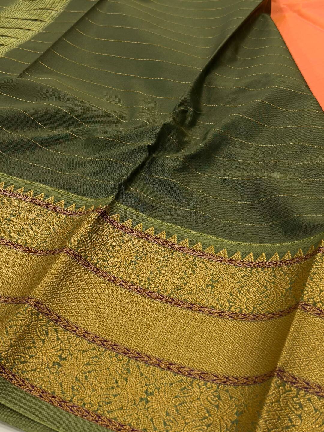 Peach Semi Kanchi Silk Saree