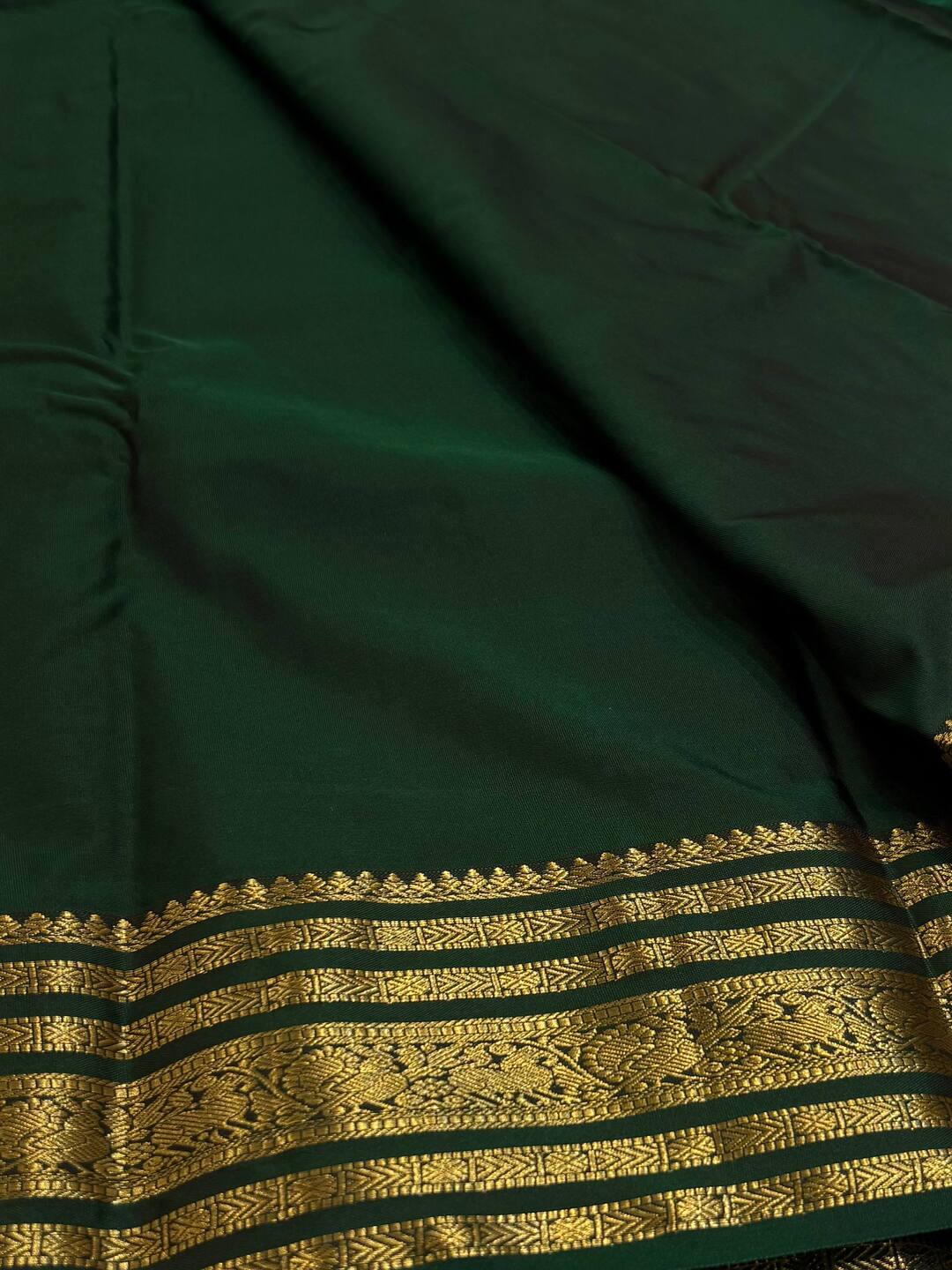 Emerald Green Semi Kanchi Silk Saree