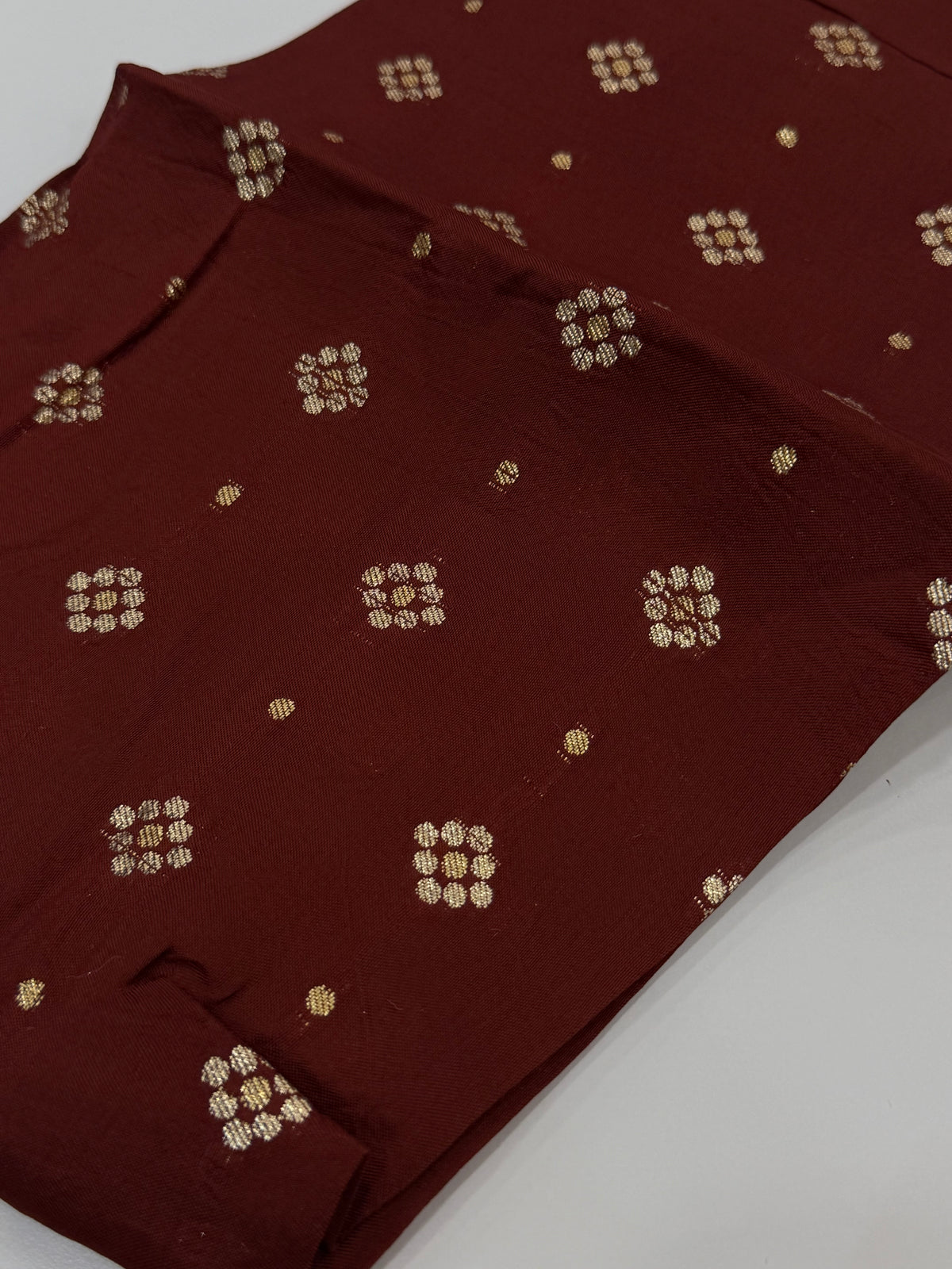 Brown Checked Chiffon Saree
