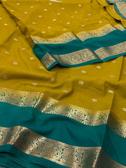 Lime Yellow Semi Mysore Chiffon Silk Saree