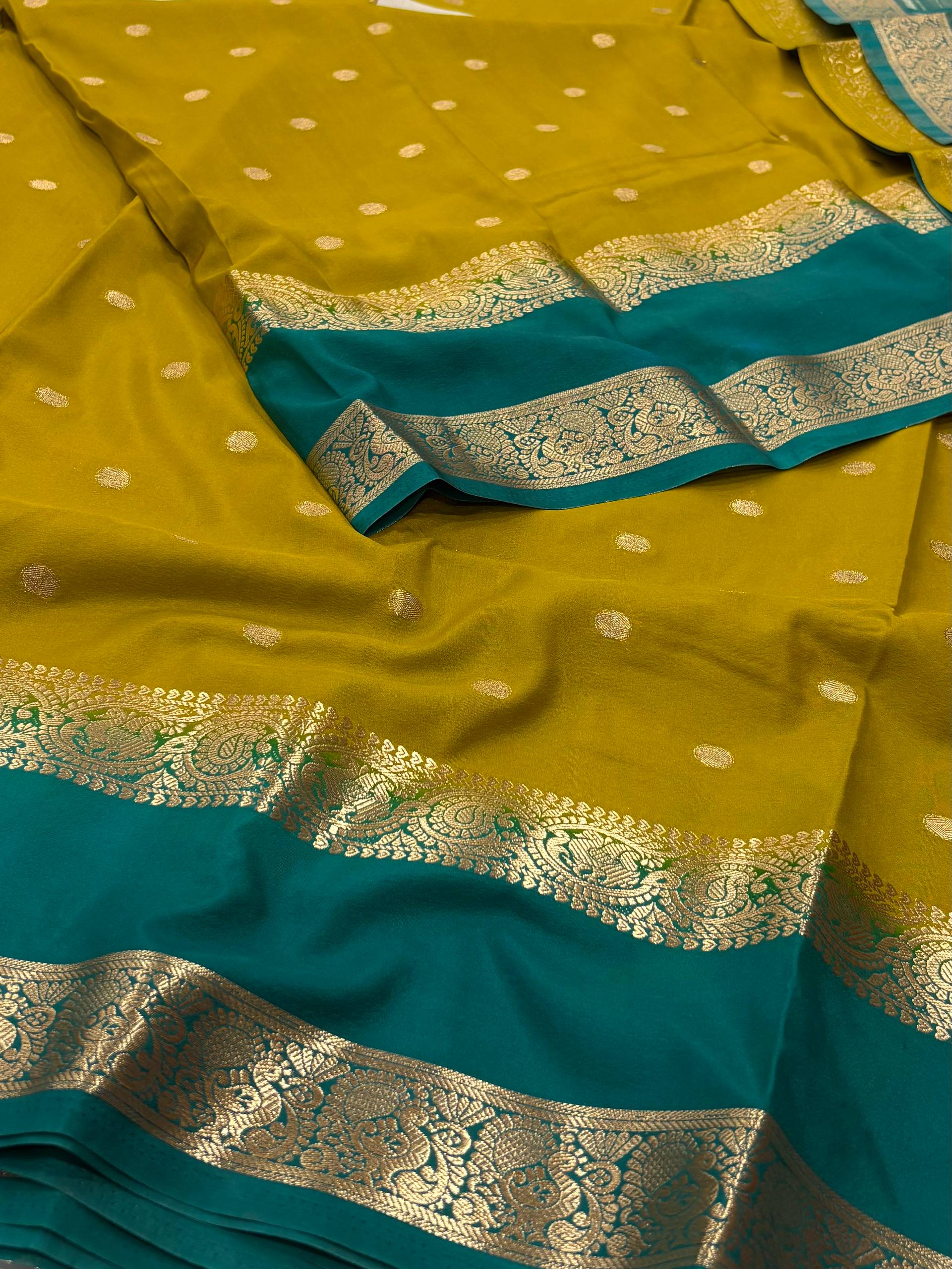 Lime Yellow Semi Mysore Chiffon Silk Saree